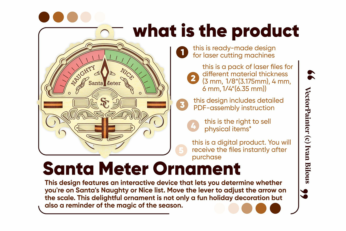 Santa Meter Ornament - Laser Cut, an Object Graphic by VectorPainter (Photo 5 of 10)