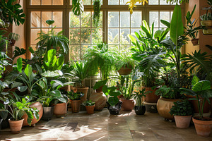 An inviting indoor garden features a, a Photo by Tanuart