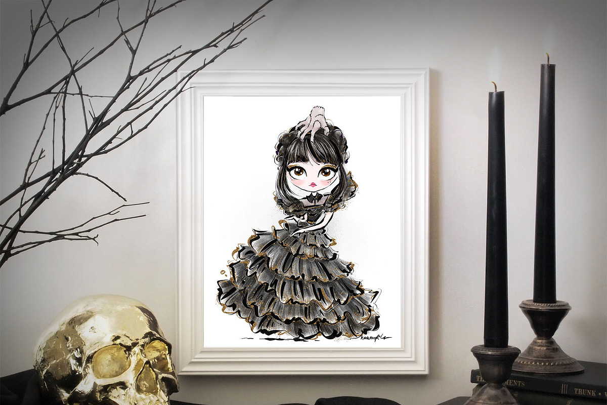 Gothic School Nerd Girl Clipart, a Seasonal Illustration by KaramfilaS (Photo 4 of 10)