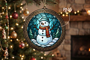 Stained Glass Snowman Ornament Art, a Seasonal Illustration by CrexoraLab (Thumbnail 1 of 3)
