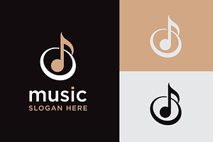minimalist note music logo design, a Branding & Logo Template by funpixel