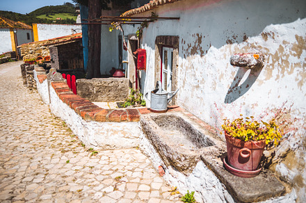 Rustic house and cobblestone path