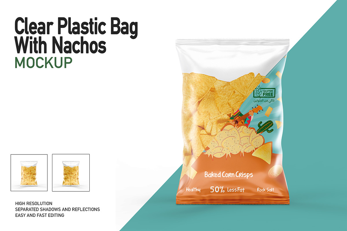 Clear Plastic Bag With Nachos Mockup, a Product Mockup by Moonlight Creative (Photo 1 of 7)