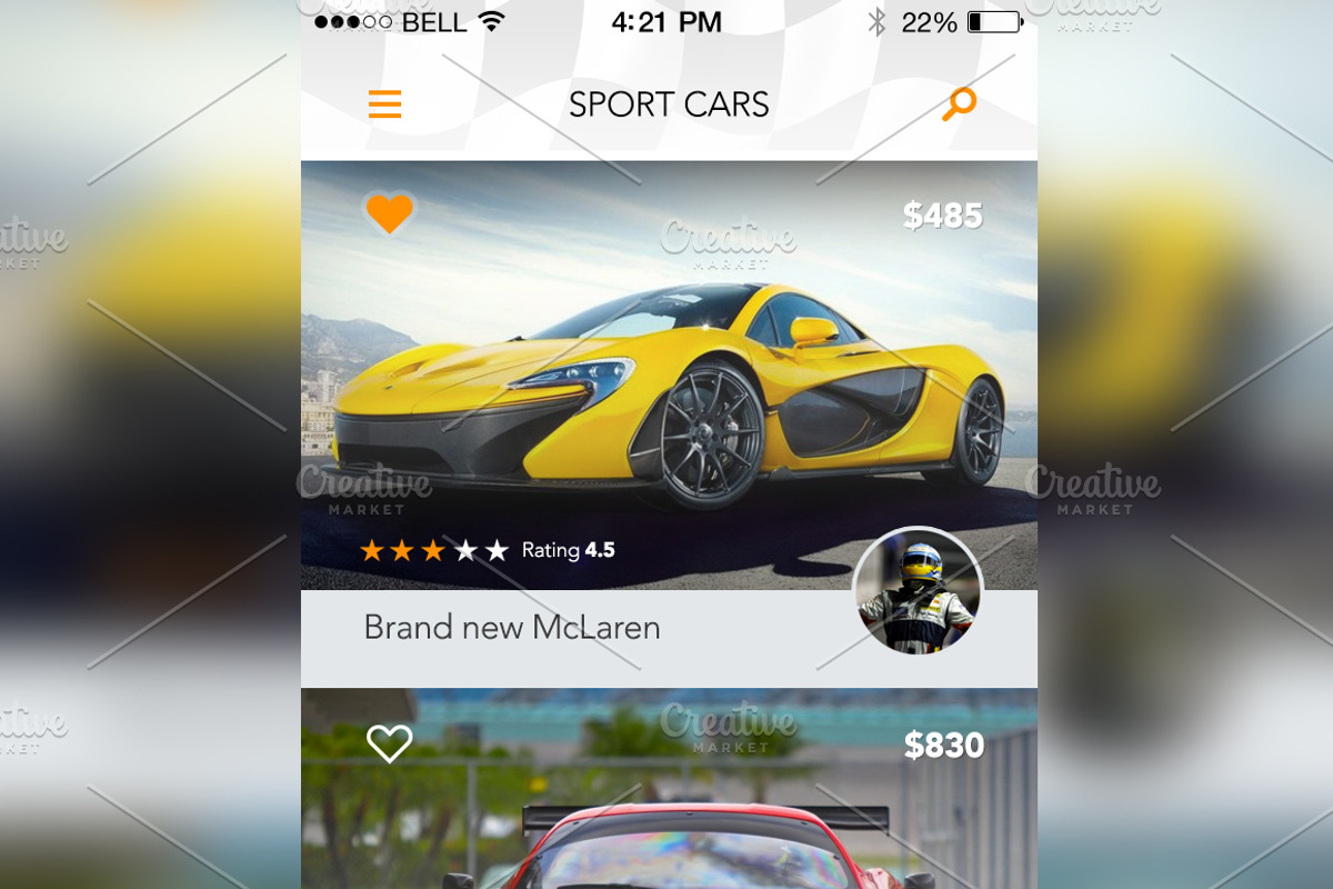 Rent a Sport Car - Concept App, a Templates & Theme by Creatiph Market (Photo 2 of 2)
