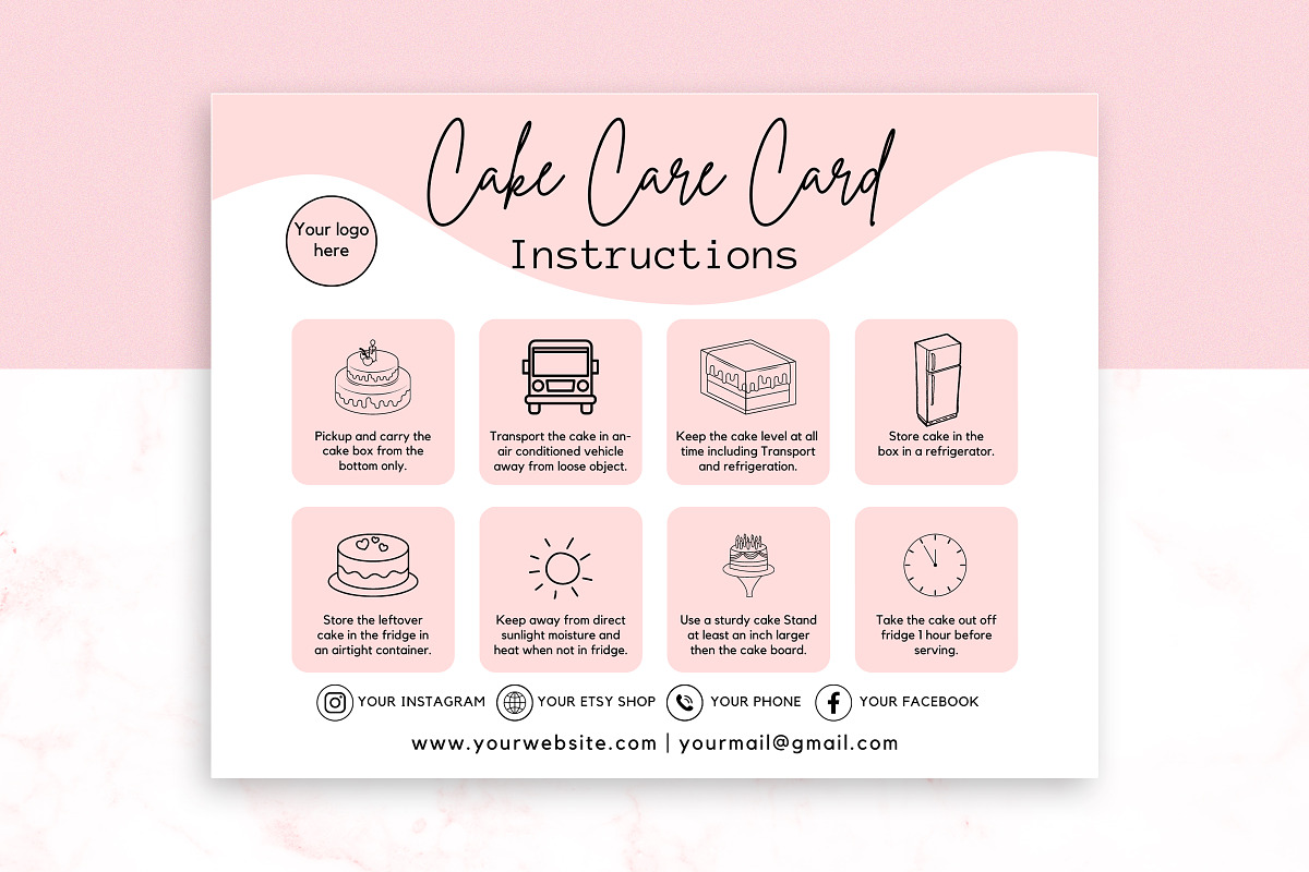 Cake Care Instruction Template, a Design Template by Snapybiz (Photo 2 of 12)