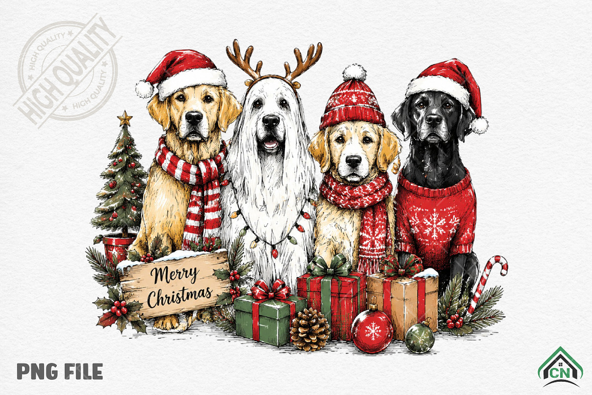 Christmas Dogs PNG – Holiday PNG, a Seasonal Illustration by Craft Nest (Photo 1 of 6)
