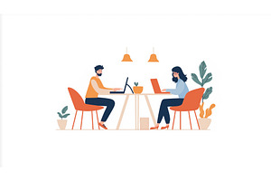 Illustrated scene of a man and woman, a Person Illustration by Sergey Kotenev