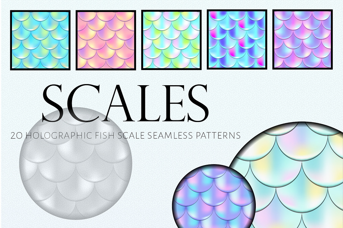 Holographic Mermaid Seamless Pattern, a Pattern Graphic by RabbitAndPencil (Photo 1 of 3)