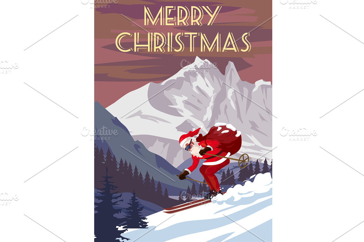 Merry Christmas poster Santa Claus, an Illustration by Vector_Up