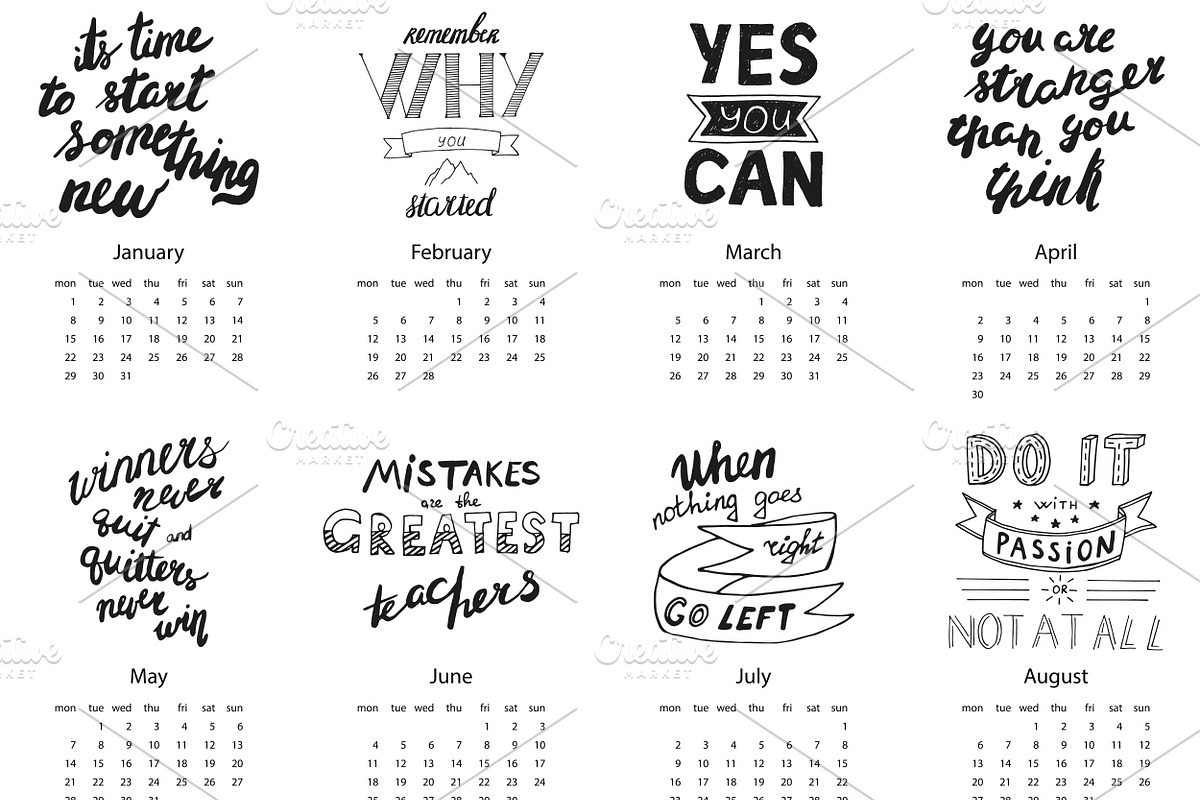 Calendar 2018 - hand drawn lettering, a Work Illustration by Lytvynenko Anna (Photo 7 of 7)