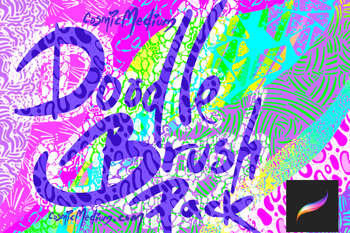 Procreate Doodle Brush Pack, a Brush Add-On by CosmicMedium (Photo 1 of 3)