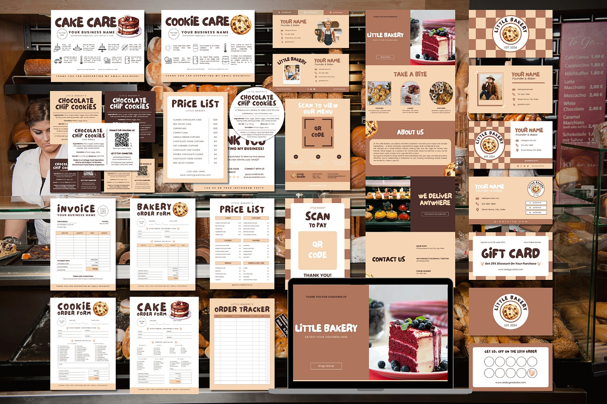 50+ Bakery Business Canva Templates, a Stationery Template by Anna Design Studio (Photo 3 of 14)