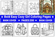 Bold Easy Cozy Girl Coloring Pages, an Illustration by shopcosm (Thumbnail 2 of 2)