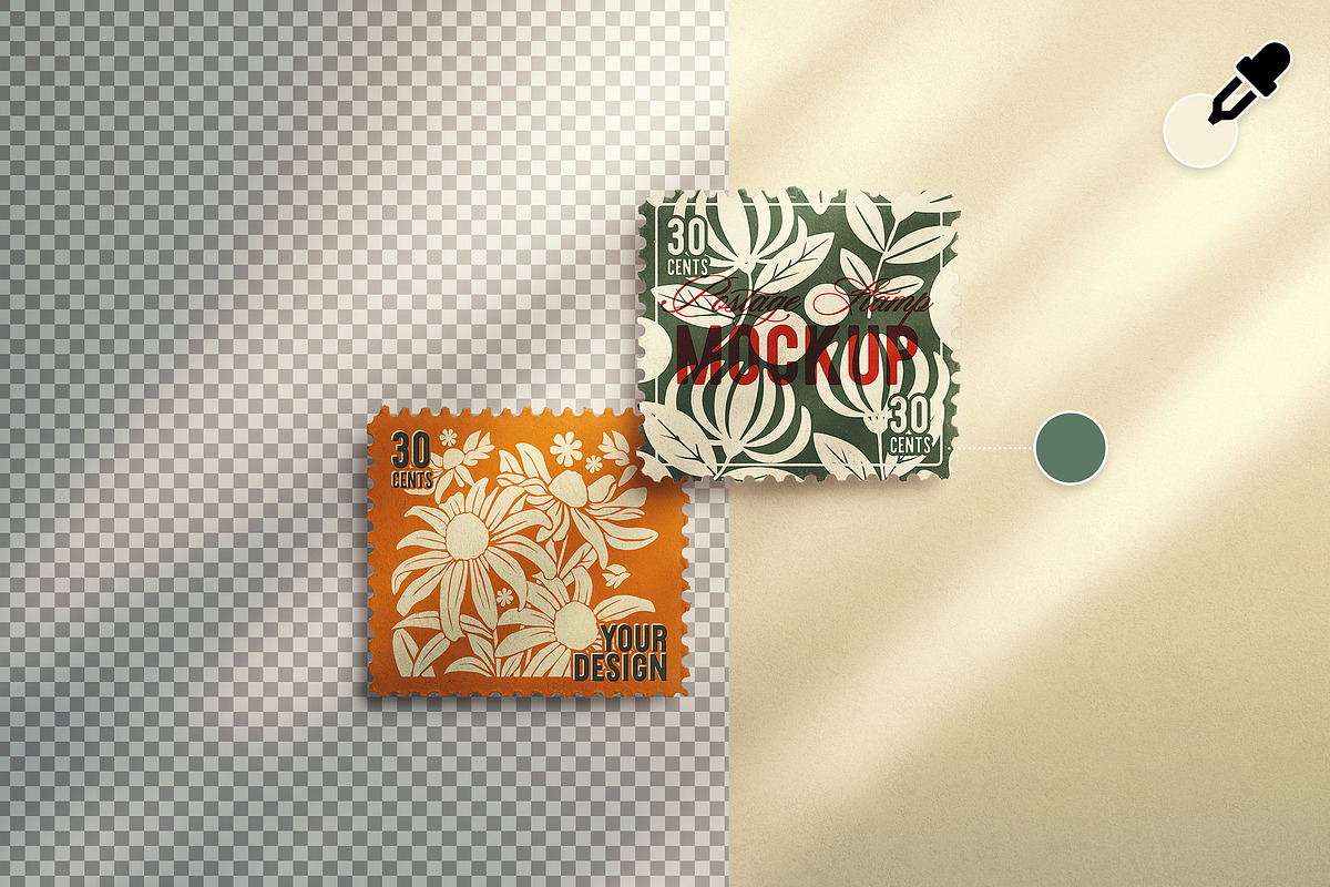 Two Horizontal Postage Stamp, an Advertising Mockup by Custom Scene (Photo 5 of 11)