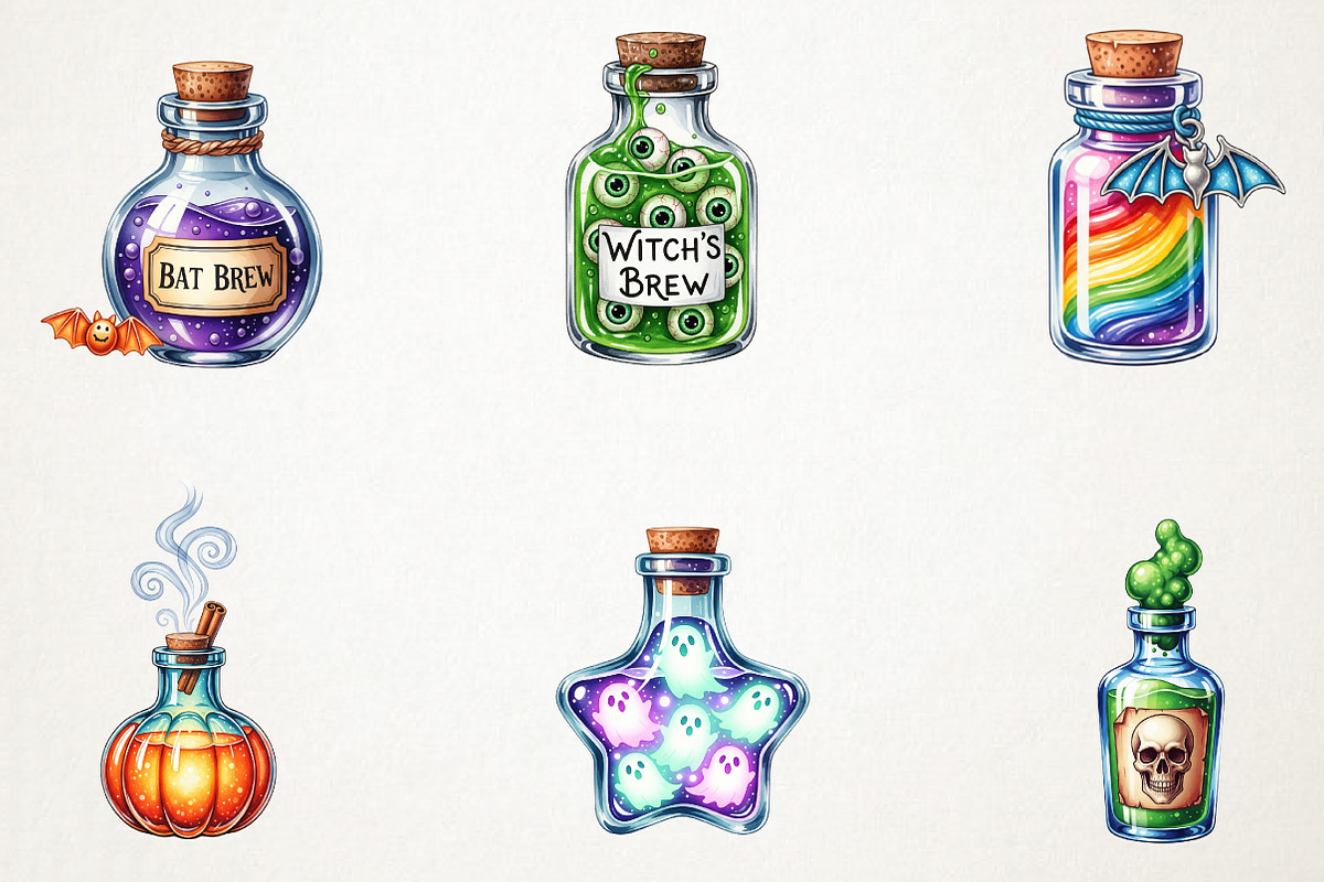 Halloween Potion Bottles Sublimation, an Illustration by RobertsArt (Photo 3 of 7)