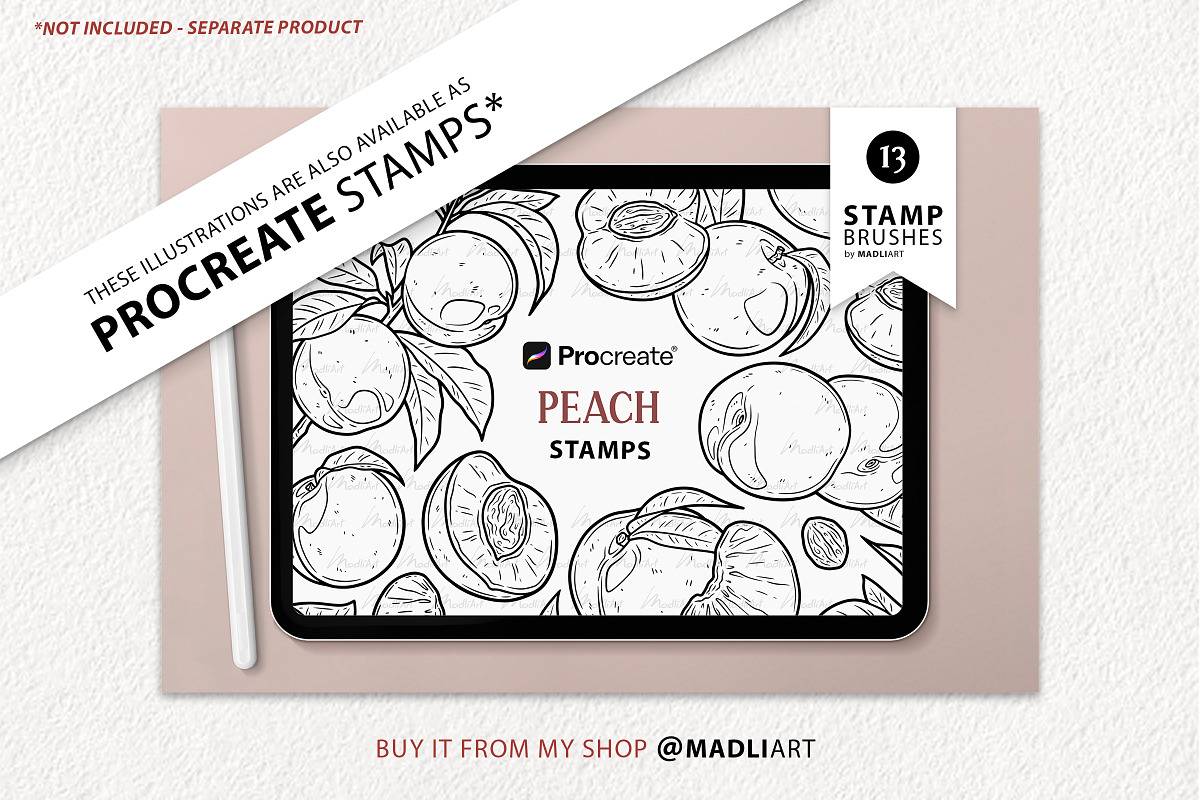 Peach SVG Clipart Fruit Set, a Food Illustration by MadliArt (Photo 4 of 4)