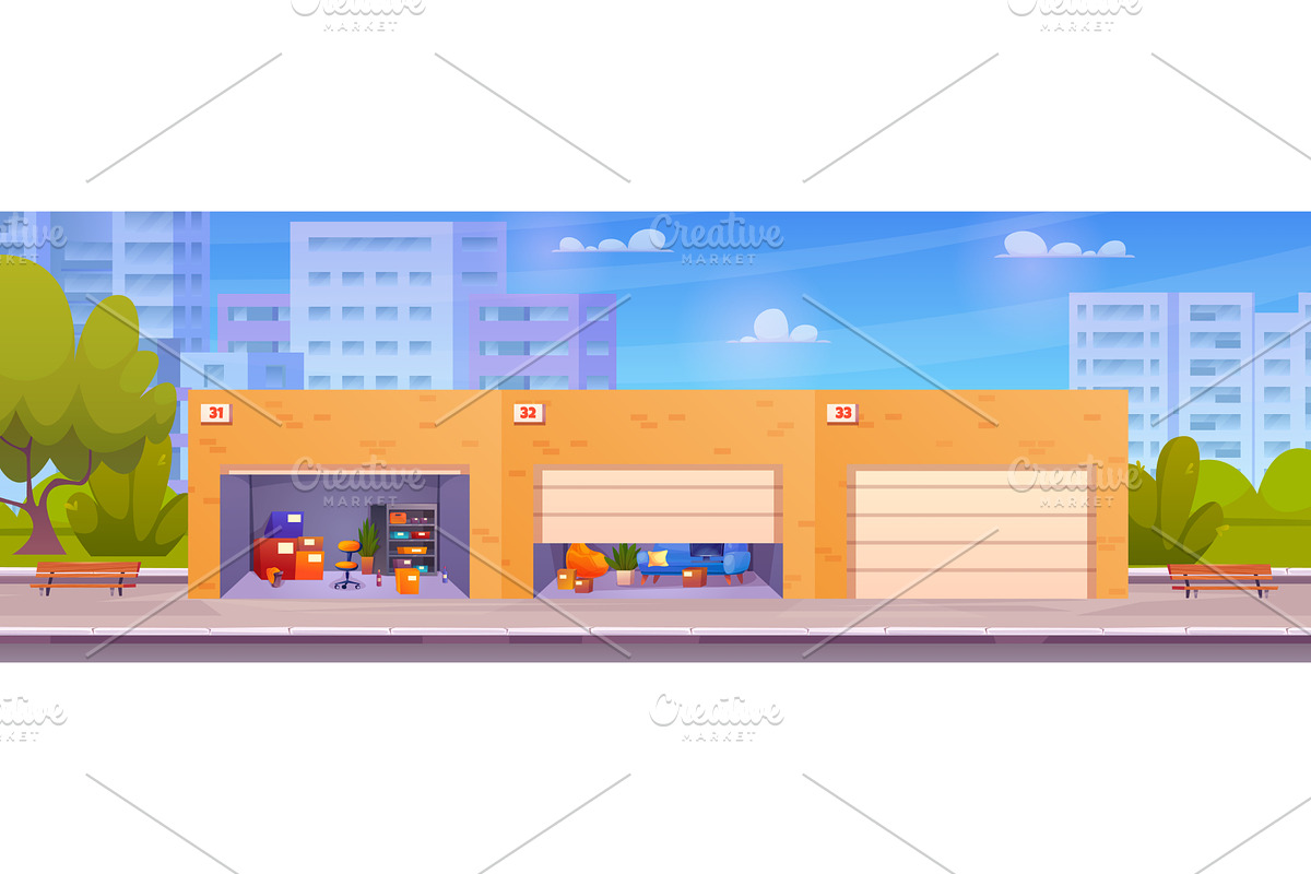 Self storage unit. Street warehouse, an Object Illustration by Stock-Smart-Start