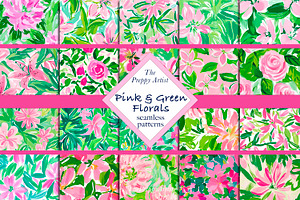 Pink And Green Floral Patterns