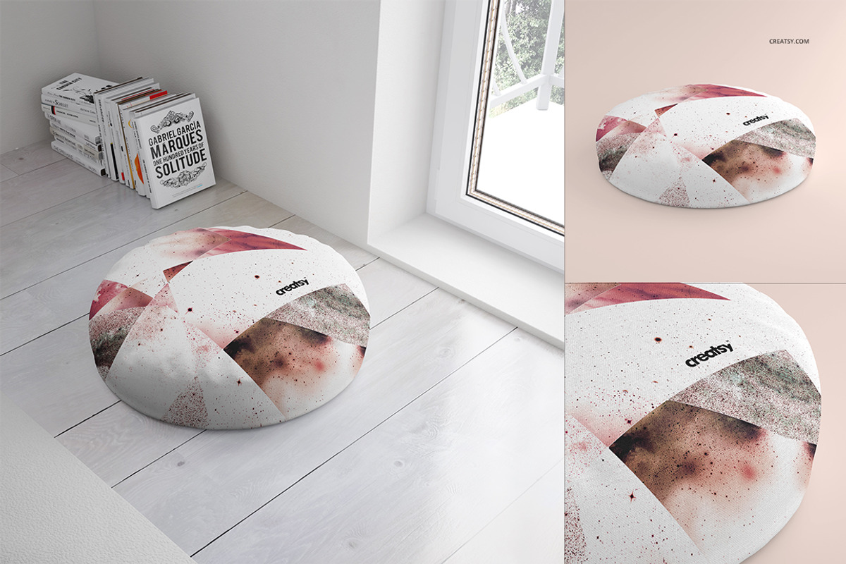 Round Cotton Pillow Mockup Set, a Household Mockup by creatsy2 (Photo 3 of 7)