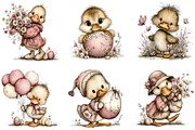 Whimsical Easter Duck Clipart, an Illustration by CraftArtStudio (Thumbnail 4 of 6)
