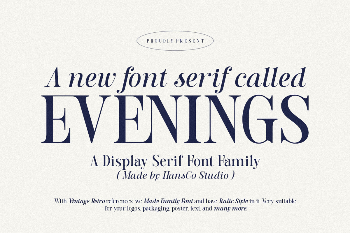Evenings | Retro Vintage Serif Font, a Serif Font by HansCo Studio (Photo 1 of 20)