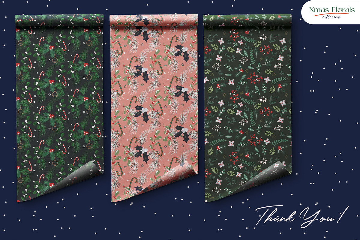 Xmas Florals - Seamless Patterns, a Pattern Graphic by InaCorart (Photo 9 of 9)