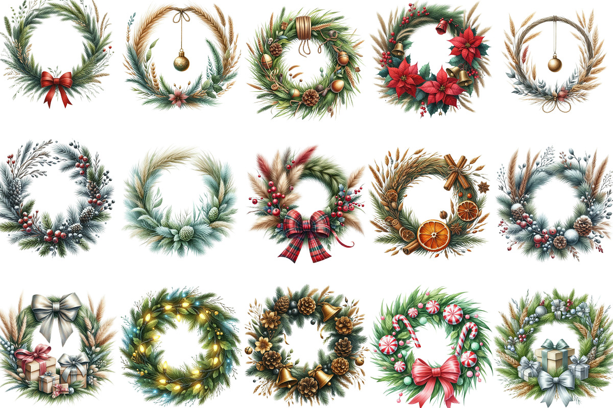 Grass Wreath Christmas Sublimation, an Illustration by Designking (Photo 3 of 5)