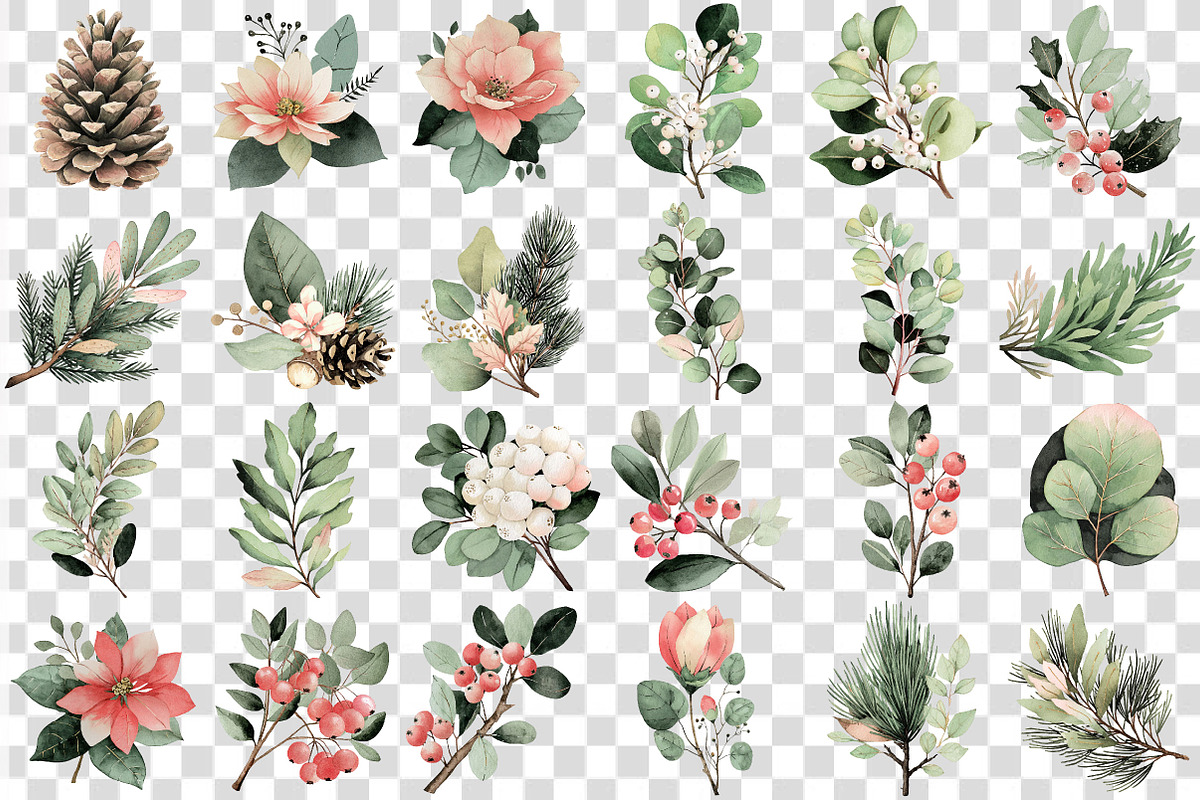 Poinsettia Festive Watercolor Floral, an Illustration by DreamCafeArt (Photo 5 of 7)