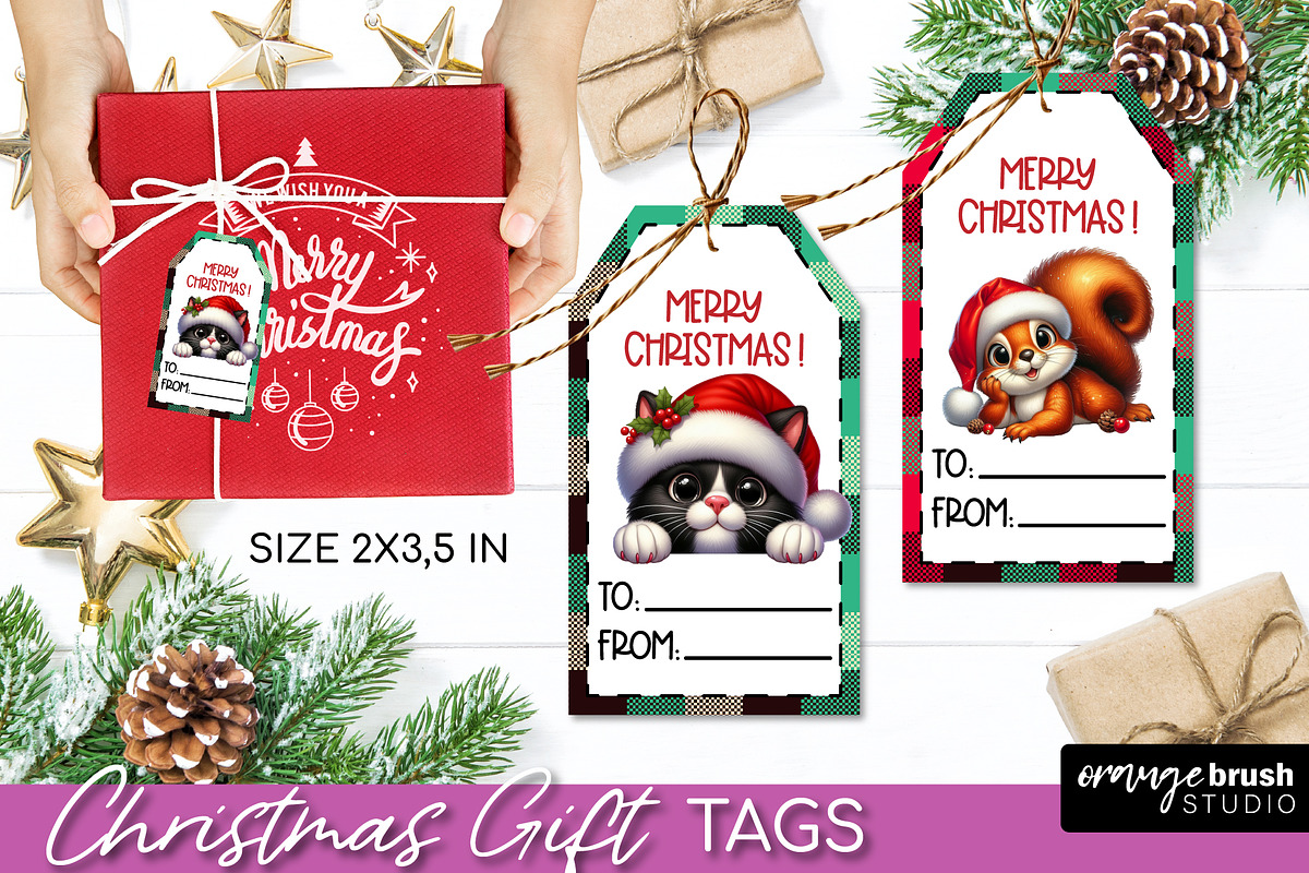 Cute Christmas Printable Gift Tags, a Seasonal Illustration by Orange Brush Studio (Photo 7 of 10)