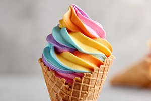 Rainbow soft-serve in waffle cone, a Food & Drink Photo by AlyaAnd
