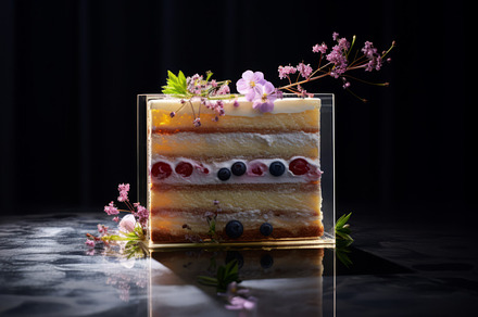 Beautiful cake decorated with eatable flowers for Valentine Day Birthday Weddin, a Food & Drink Photo by Natalia Klenova's Shop