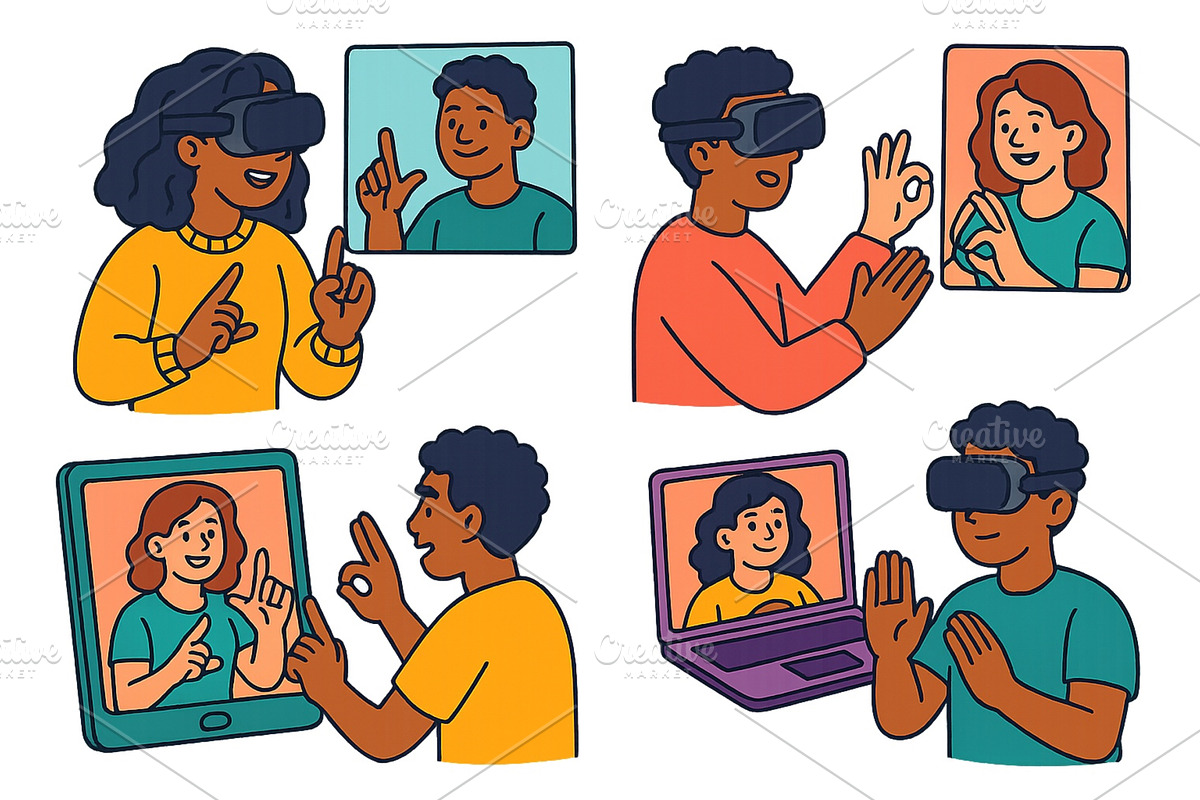 Virtual reality interaction among, a Technology Illustration by ZinetroN