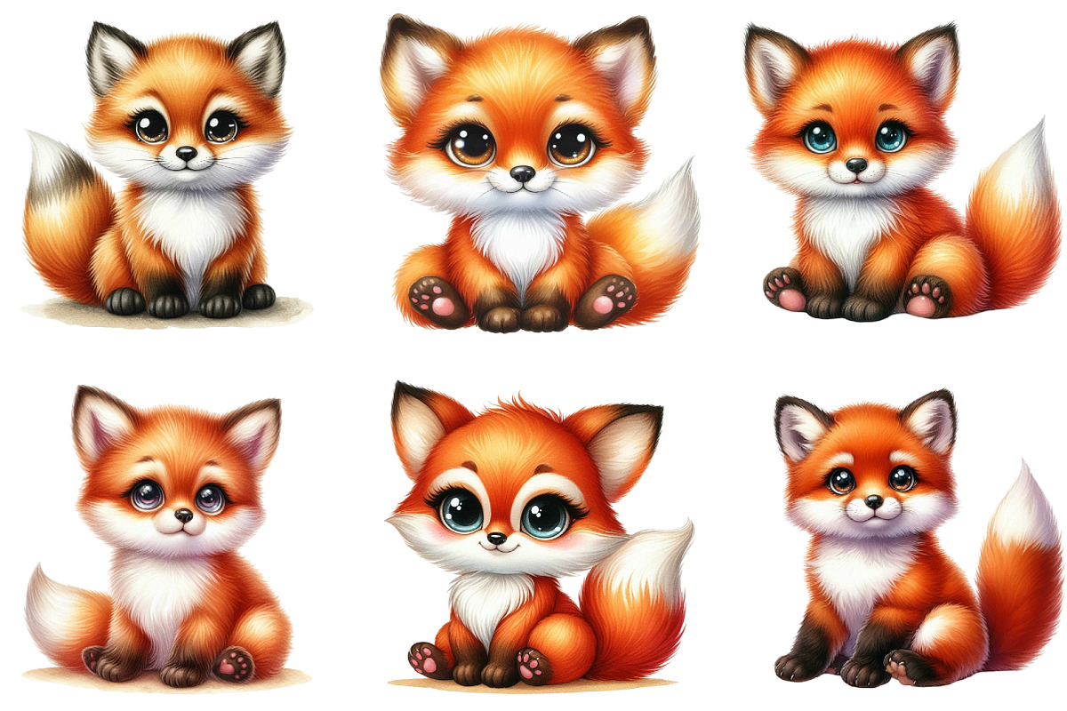 Cute Kawaii Kit Fox Clipart, an Illustration by DreamArtGraphic (Photo 2 of 4)