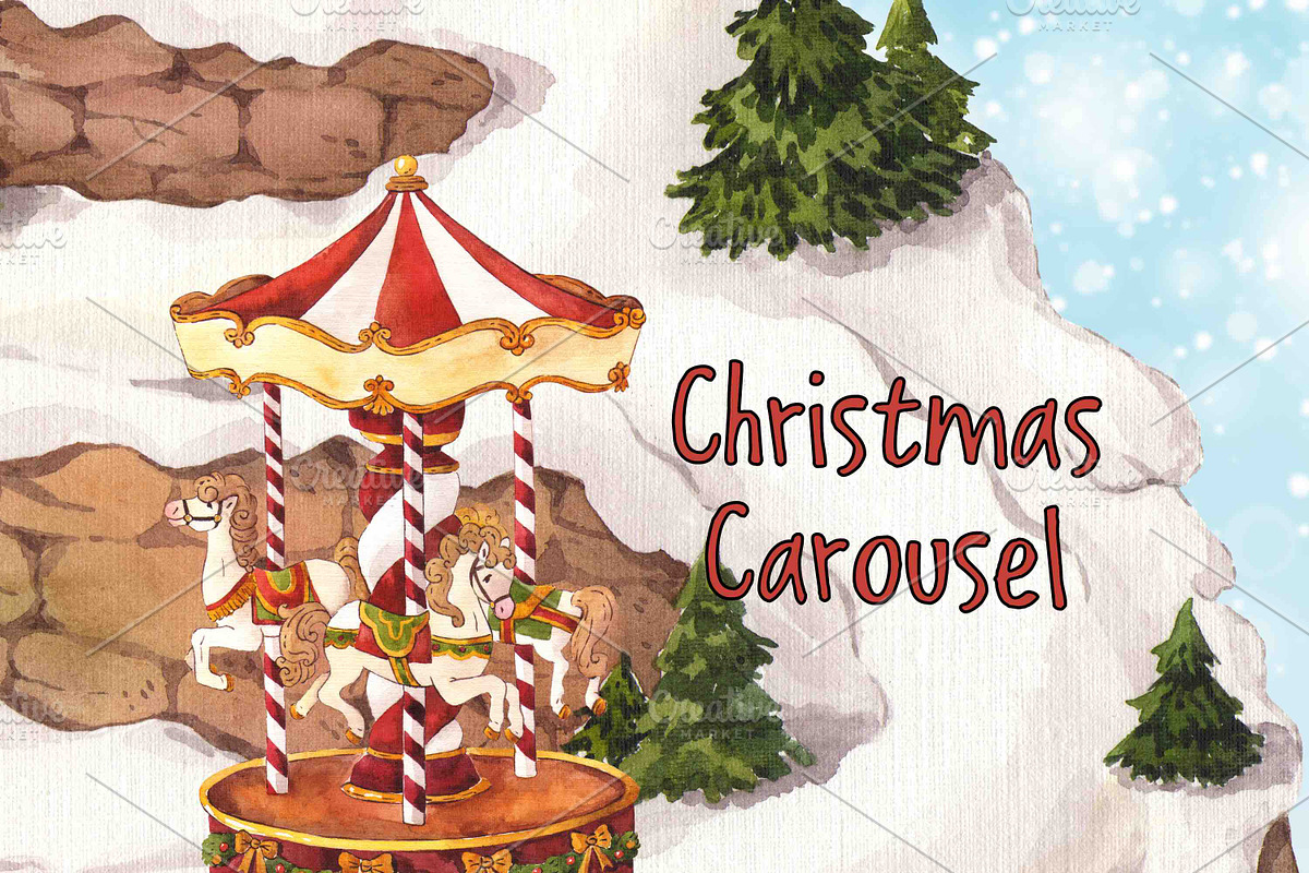 Watercolor Christmas Village, an Illustration by Whimseez (Photo 5 of 5)