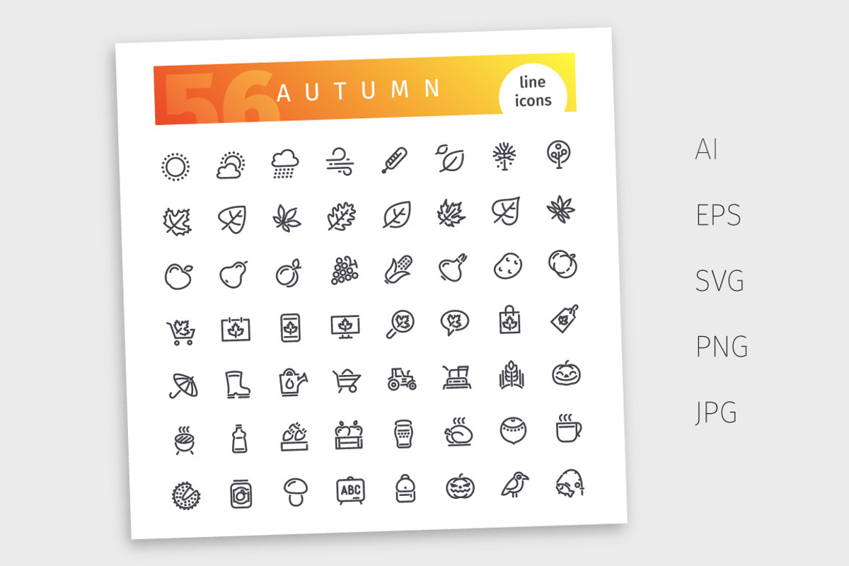 Autumn Line Icons Set, an Outline Icon by Voysla's Shop (Photo 4 of 4)
