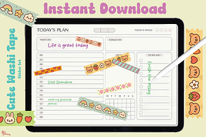 Cute Washi Tape Digital Stickers