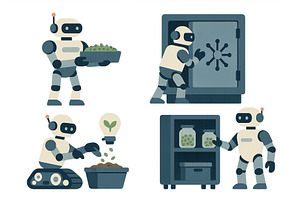 Robotic assistants engaging in, an Illustration by ZinetroN