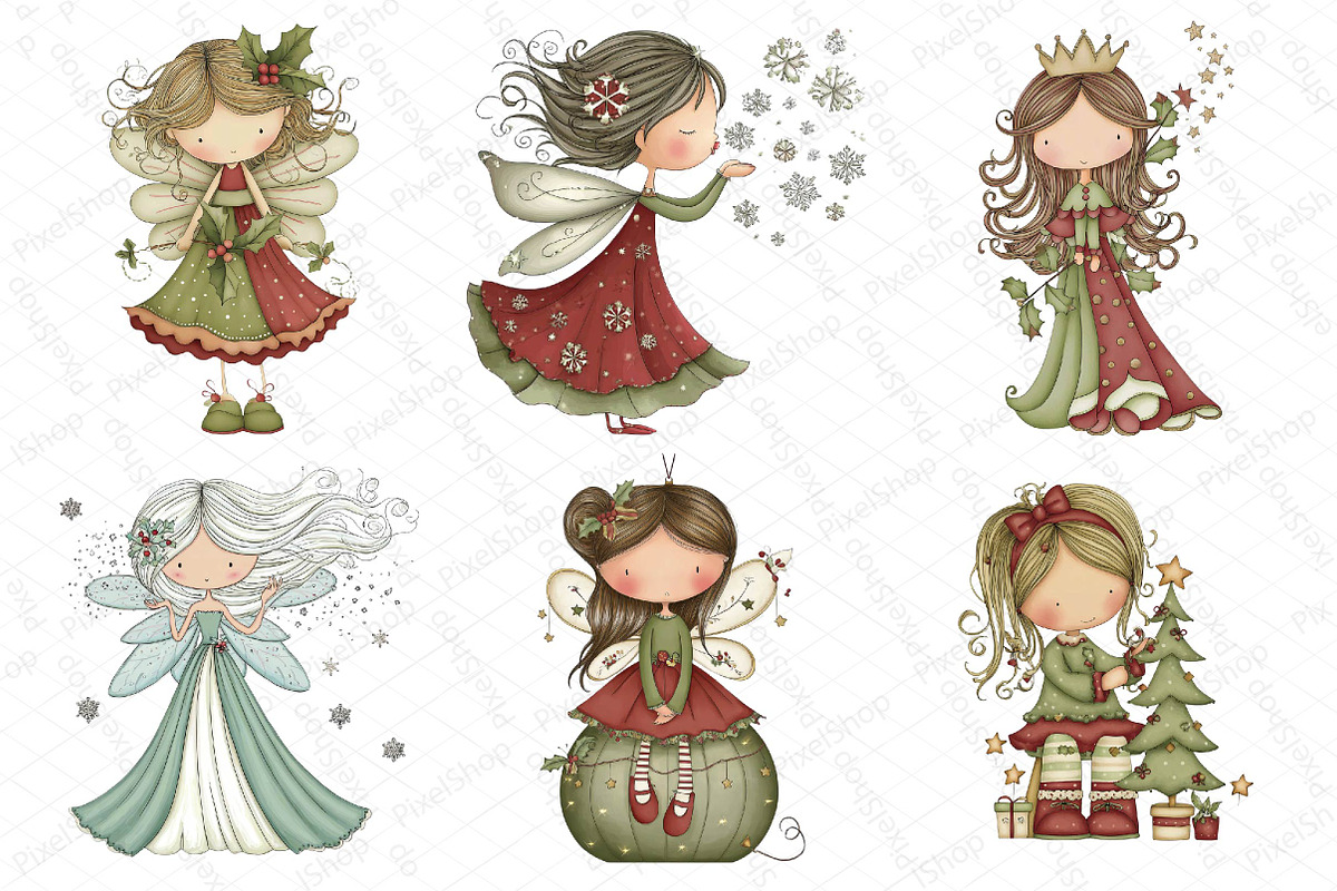 Whimsical Christmas Fairy Clipart, an Illustration by DreamPrint404 (Photo 4 of 6)