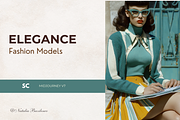 1950s Elegance Fashion Models Prompt, a Person Illustration by Print Haven Mochi Vintage (Thumbnail 1 of 4)