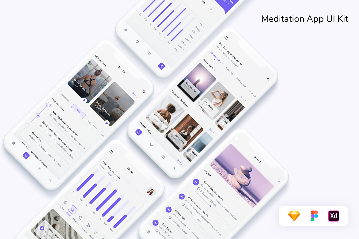 Meditation App UI Kit, an App Template by Betush