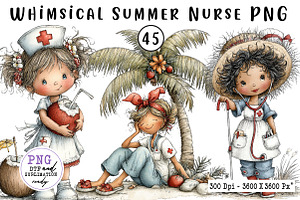 Whimsical Summer Nurse PNG Clipart, a Seasonal Illustration by CreationArt