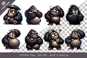 Whimsical cartoon gorillas. T-Shirt, an Animal Illustration by KENO Mascots (Thumbnail 2 of 8)