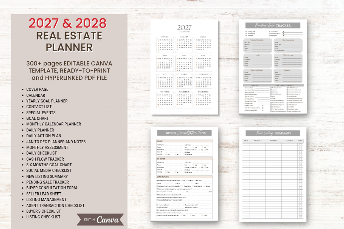 2027-28 Real Estate Planner Template, a Print Template by G DigiShop (Photo 1 of 2)