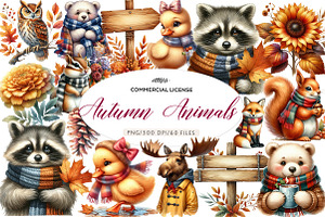 Autumn Animals Clipart, an Illustration by CreationArt