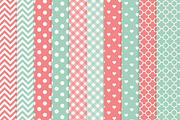 Mint & Coral Owl Clipart & Papers, an Animal Illustration by Amanda Ilkov (Thumbnail 3 of 3)