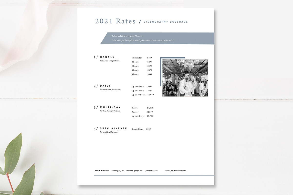 Videographer Pricing Guide Set, a Flyer Template by By Stephanie Design