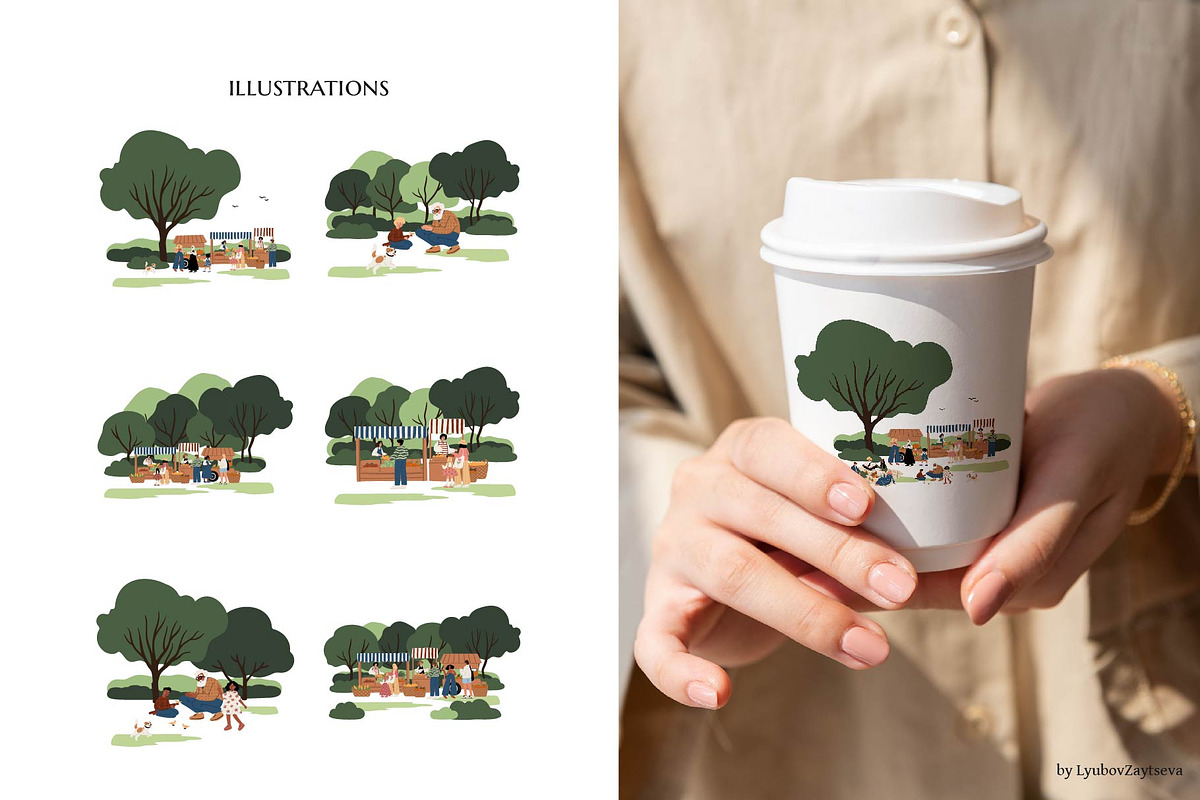 Farmer Market & Park People Scenes, a Person Illustration by LyubovZaytseva (Photo 11 of 24)