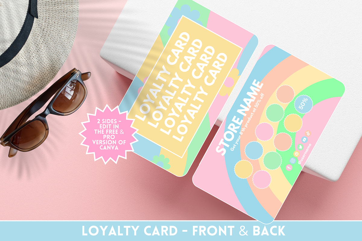 Bright & Cute Loyalty Card - 2 Sides, a Business Card Template by SunshineStudioBoutique (Photo 1 of 10)