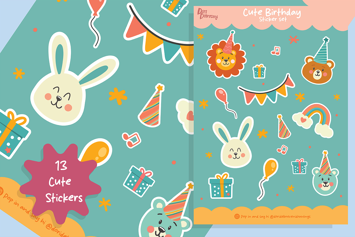 Kawaii Cute Animal birthday, an Illustration by Dori Debreceni draws (Photo 1 of 5)
