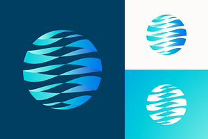 Abstract Circle Deep Blue Wave Logo, a Branding & Logo Template by Signatoro